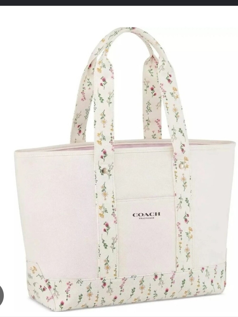 Coach Fragrance Floral Canvas Tote Bag White Cream